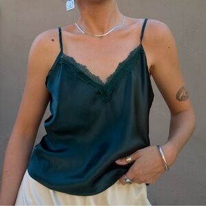 Vintage Green Satin Lace Camisole
